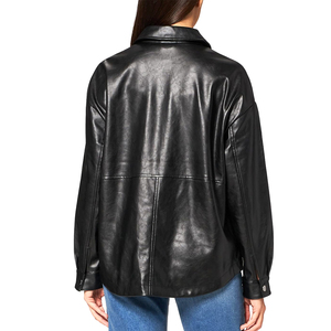 Chaqueta Camisa de Mujer con Botones, de Cuero Sintético, Ligera, Estilo Shacket, Blusa de Manga Larga, Abrigo Moderno e Informal para Otoño y Primavera - Product Image 4