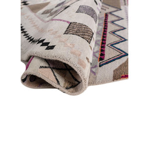 Manchaha Geometric Hand Knotted Wool & Bamboo Silk <b>Rug</b> 10mm <b>Thick</b> Rectangle for Home Living Room Hallway-Les-1215 in <b>Grey</b> Black - Product Image 2