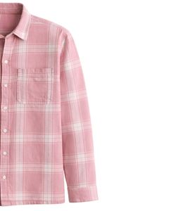 Camisa a Cuadros para Hombre, Manga Larga, Estilo Casual de Franela, Color Rosa Suave y Blanco, Fabricante Personalizado, Venta al por Mayor, OEM - Product Image 3