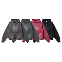 Cardigan zippé à capuche en polaire kangourou, effet tie-dye, délavé par pulvérisation, avec bords bruts effilochés et déchirés