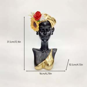 Statue d'artisanat en résine de femme africaine, sculpture de dame <span class=keywords><strong>noire</strong></span>, décoration élégante pour la maison, ornement de bureau, cadeau artistique pour femmes - Product Image 4