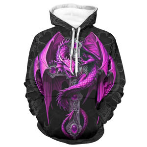 Sudadera con capucha para hombre, con el mejor diseño de moda, de alta calidad, dragón verde púrpura y Cruz, estilo nuevo, 100% poliéster, hecho a mano - Product Image 1