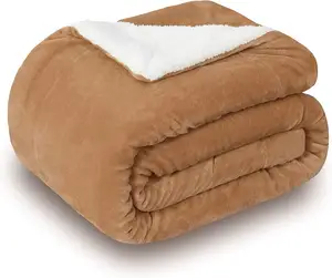 Premium Dubbellaags Flanellen Fleece Bed Gooien Gezellige Warme Sherpa Deken Voor De Winter