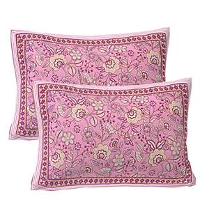 Fuchsia Pink Floral Printed <b>King</b>-<b>Size</b> Double Bedsheet 2 Pillow Covers 3-Piece Set Cotton Flat Bed <b>Sheet</b> for Home Use (ADB1476) - Product Image 3
