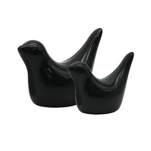 Figurines d'oiseaux en céramique noire brillante |   Décoration d'intérieur minimaliste nordique - Product Image 3