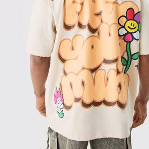 Modèle OEM T-shirt imprimé en coton de qualité personnalisée à épaules tombantes Vente en gros - Product Image 2