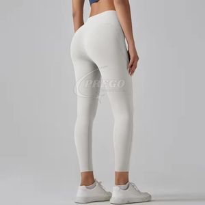 High Demand Custom Wholesale New Trend Womens High Waist Yoga Leggings Custom Blank Solid Full Length Sports <b>Tights</b> with Pockets - Product Image 2