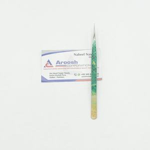 Pinzas para extensiones de pestañas con agarre de diamante de acero inoxidable de alta calidad, aislamiento sostenible, Impresión de mármol, papel verde al por mayor - Product Image 1