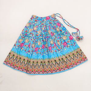 Lehenga Choli pour enfants à imprimé floral bleu entièrement cousu par Shoryam Fashion - Costume ethnique indien élégant à une épaule pour filles, tenue de fête - Product Image 4