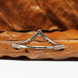 0.48 CTW Round Cut Lab Grown Diamond V Shape Set in White Gold Wedding Band and Anniversary <b>Gift</b> Rings - Product Image 4