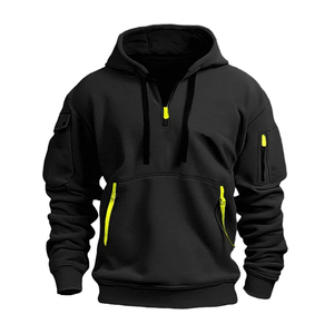 Sudadera con capucha personalizada de media cremallera para invierno, la mejor calidad, transpirable, ecológica, impermeable, para hombre, la más vendida en Pakistán, lo último. - Product Image 1