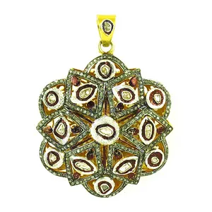 Women's <b>Fine</b> <b>Jewelry</b> Gold Plated Diamond Floral Pendant Elegant Diamond Pendants & Charms - Product Image 1