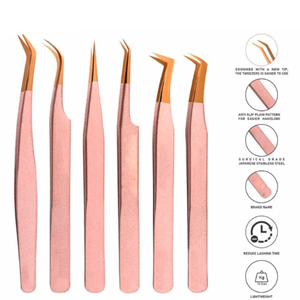 Juego de pinzas de pestañas de acero inoxidable de calidad superior al mejor precio de alto impacto de diseño personalizado 6 piezas - Product Image 2