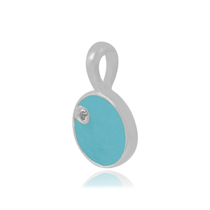 Nuevo colgante de plata de ley 925 para hombre, forma redonda, Topacio blanco personalizado, esmalte azul, patrón sólido para joyería de regalo - Product Image 2