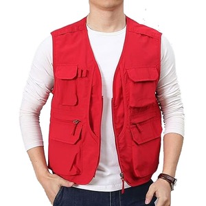 Top qualité hommes utilitaire Cargo gilet en plein air été travail pêche Safari gilet Nylon maille fermeture éclair voyage travail porter gilet - Product Image 3