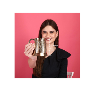 Jarra de Cerveza de Latón Grabada de Primera Calidad |   Taza Grande de Metal Estilo Alemán Antiguo con Asa, Vajilla Decorativa para el Hogar, Regalo, Utensilios de Mesa - Product Image 3