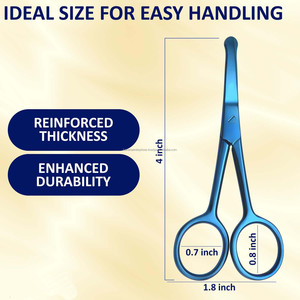 Tijeras de Acero Inoxidable Azul Titanio con Punta Redondeada para Recortar el Vello de las Orejas y la Nariz, Cejas, Bigote y Barba - Product Image 4