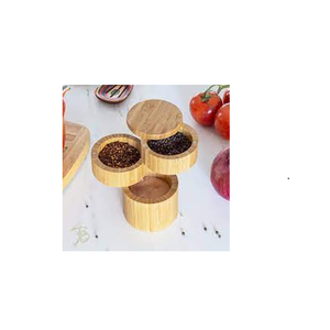 2 Piece Wood Salt and Pepper Wooden Pepper Salt Container Box <b>with</b> Swivel <b>Lid</b> and Spoon and Handmade Use - Product Image 4
