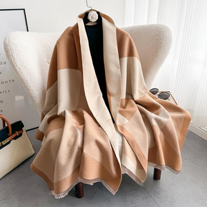 Bufanda de invierno para mujer, moda elegante, chal simple de lujo, estilo de pareja, cálido, acogedor, accesorio suave, versátil, elegante, para uso diario - Product Image 1