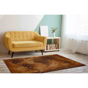 Tapis Carte du Monde Ancien : Tapis Imprimé Marron Style Vintage, Tapis Doux à Poils Longs - Product Image 5