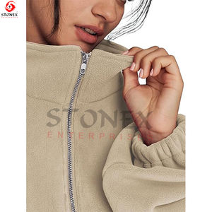 Meilleure vente de haute qualité à la mode décontracté hiver sweat quart fermeture éclair goutte épaule et conception surdimensionnée avec doublure - Product Image 5