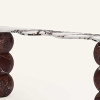 Meubles en marbre de luxe léger et moderne, table console en pierre de travertin sur mesure, table basse, table d'entrée