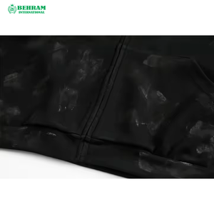 Sweat à capuche zippé coupe classique 100% coton molletonné/éponge française imprimé en relief séchage rapide respirant unisexe hiver épais - Product Image 5