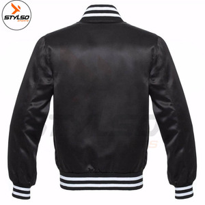 High Quality Men's <b>Grey</b> Satin Letterman Style Bomber <b>Jacket</b> Windproof Winter Fabric with Hooded Collar - Product Image 2