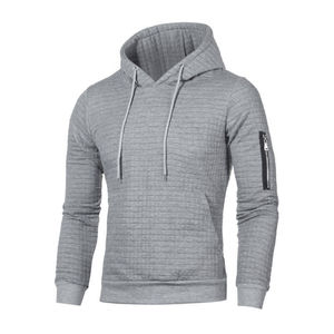 Sweat-shirt à capuche décontracté pour homme à manches longues avec fermeture éclair 100% coton Nouvelle arrivée pour la saison d'automne - Product Image 5