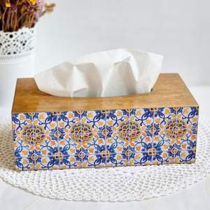 Fabricant indien de boîte à mouchoirs en bois décoré en émail de qualité supérieure - Product Image 1