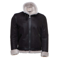 Meilleure vente Bomber sur mesure pour hommes veste en daim noir col en fourrure de renard hiver cuir grande taille vestes en peau de mouton