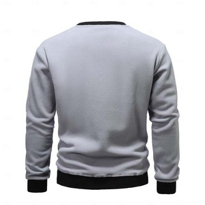 Sudadera de Forro Polar Gris para Hombre, Cuello Redondo, Corte Holgado, Color Sólido, Manga Larga, Estilo Casual para Otoño, Bordada, 100% Algodón - Product Image 3
