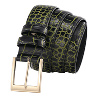 Boucle en acier Regalia, ceinture en cuir de vachette véritable vert, design personnalisé, respirante, imperméable, personnalisable pour homme