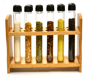 Support de pot à épices en bois gain de place en bois d'acacia naturel 2 niveaux fait à la main support de pot à épices solide meilleure vente - Product Image 2