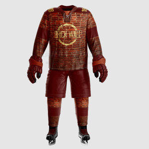Maillot de hockey sur glace unisexe pour adultes en polyester de haute qualité, personnalisable par sublimation et broderie, avec logo sur mesure, service OEM, ensemble de tenues d'équipe - Product Image 1
