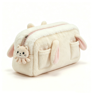 Étui à crayons personnalisé en peluche lapin, mignon, moelleux, en forme d'animal - Product Image 2