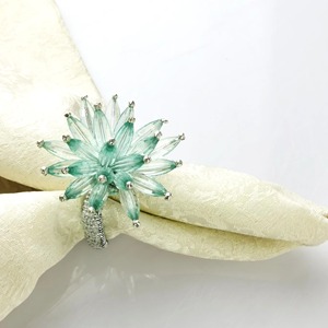 Anneaux de serviette floraux vert mer ou argent pour cadre de table modernisé élégant nouveauté pièce fraîchement pince à serviette Design Unique - Product Image 6