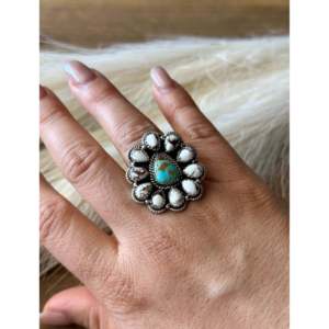 Southwest Handmade Multi Stone Sterling Silver Cluster Ring Adjustable Bezel <b>Set</b> - Product Image 2