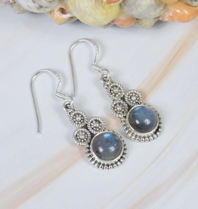Pendientes bohemios hechos a mano de piedras preciosas de labradorita Flash azul de calidad Premium, pendientes de forma redonda de Plata de Ley 925 al por mayor - Product Image 2