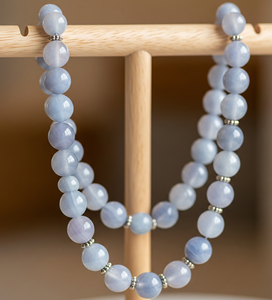 Collar de plata 925 de 18 pulgadas de alta calidad para mujer, moda de agua dulce, diseño anudado a mano, cuentas de piedra de Aguamarina Natural - Product Image 3