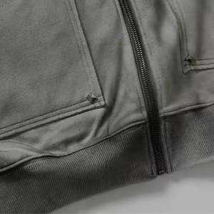 Sweat à capuche utilitaire surdimensionné gris clair à motif uni, 100% coton, anti-froissement, tricoté pour l'hiver, respirant, lavé pour l'hiver - Product Image 3