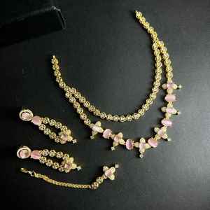 2025 venta al por mayor de moda de color circón pendiente collar conjunto de joyas para mujeres joyería de boda Artificial - Product Image 6