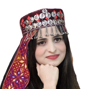 Casquettes afghanes multicolores personnalisées Chapeaux Glands en acier Broderie Kuchi Stones Works Afghan Topi Casquettes pour femmes Festive Party Wear - Product Image 1