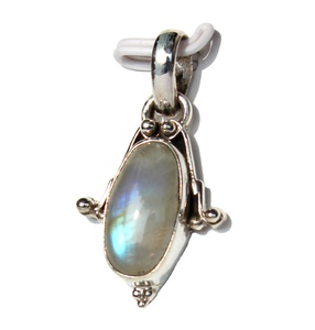 Collier pendentif en argent sterling 925 fabriqué à la main avec lunette cabochon en pierre de lune tendance unisexe pour homme - Product Image 2