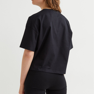 Camiseta holgada de 100% algodón con logotipo personalizado para mujer, camisetas de talla grande con cuello redondo y manga corta, camiseta de moda de Color sólido para mujer - Product Image 5