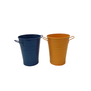 Ensemble de 3 pots de fleurs galvanisés bleus faits à la main, de différentes tailles et formes, pour la vente à chaud - Product Image 2