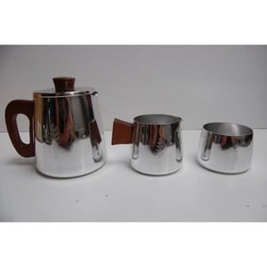 Ensemble classique de crémier et de sucre en métal avec poignées en bois Sucrier au design élégant Argenterie de qualité supérieure - Product Image 4