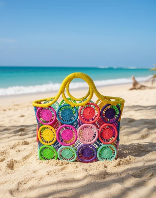 AIKO Luxury Fashion Trendy Vintage Madagascar Beautiful Macrame Raffia Tote Bag Model 3 for Women Colorful Cute