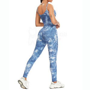 Combinaisons sans manches côtelées pour femmes, 100 % polyester, personnalisées avec motifs sur mesure, faible MOQ, impression tie-dye et appliqués - Product Image 4