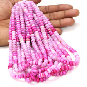 Cuentas Redondas de Ópalo Rosa: Hilo de 16 Pulgadas, Cuentas de Piedras Preciosas Lisas - Product Image 1